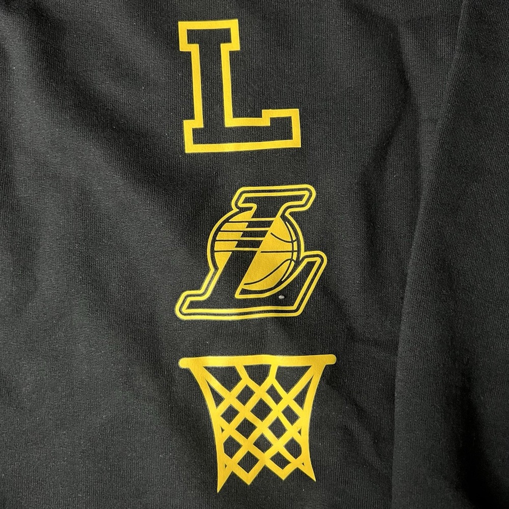 NBA Los Angeles Lakers Crewneck Sweatshirt Mens Small Black Yellow Logo Fleece - Picture 8 of 9